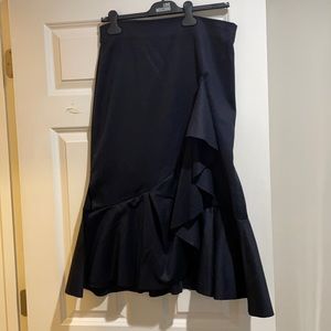 Navy zara fluted ruffle skirt